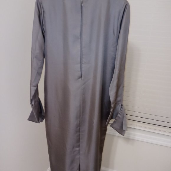 NWT BANANA REPUBLIC DRESS Elegant Unique Vintage Silk Gray - Picture 4 of 6